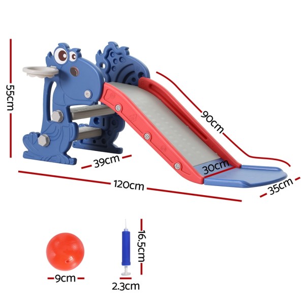 keezi kids slide set basketball hoop outdoor playground toy dragon 90cm blue keezi kids slide set basketball hoop outdoor playground toy dragon 90cm blue