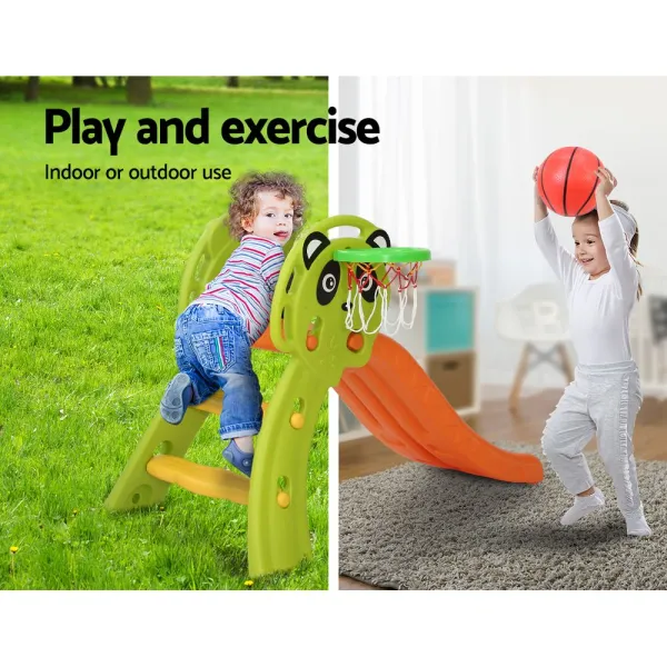 keezi kids slide set basketball hoop indoor outdoor playground toys 100cm orange keezi kids slide set basketball hoop indoor outdoor playground toys 100cm orange