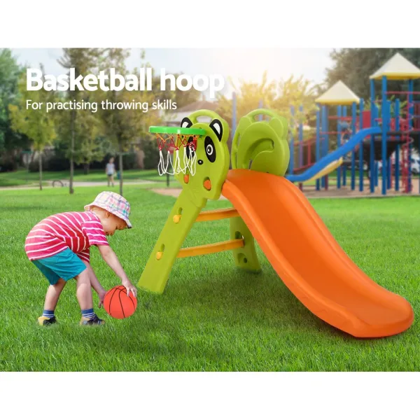 keezi kids slide set basketball hoop indoor outdoor playground toys 100cm orange keezi kids slide set basketball hoop indoor outdoor playground toys 100cm orange