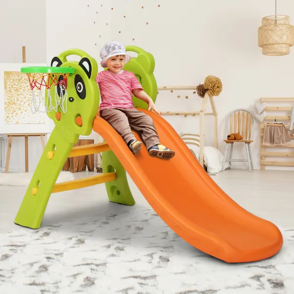 keezi kids slide set basketball hoop indoor outdoor playground toys 100cm orange keezi kids slide set basketball hoop indoor outdoor playground toys 100cm orange