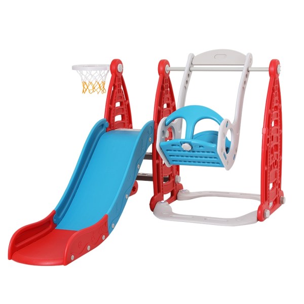 keezi kids slide swing set basketball hoop rings football outdoor toys 140cm red keezi kids slide swing set basketball hoop rings football outdoor toys 140cm red