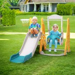 keezi kids slide swing set basketball outdoor toys adjustable height 140cm green keezi kids slide swing set basketball outdoor toys adjustable height 140cm green
