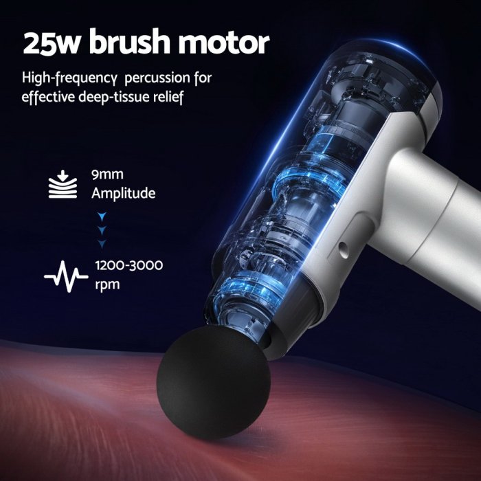 everfit massage gun 30 speed 6 heads vibration muscle massager chargeable black