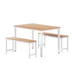 artiss dining table and chairs set 3pcs metal desk bench sets kitchen furniture