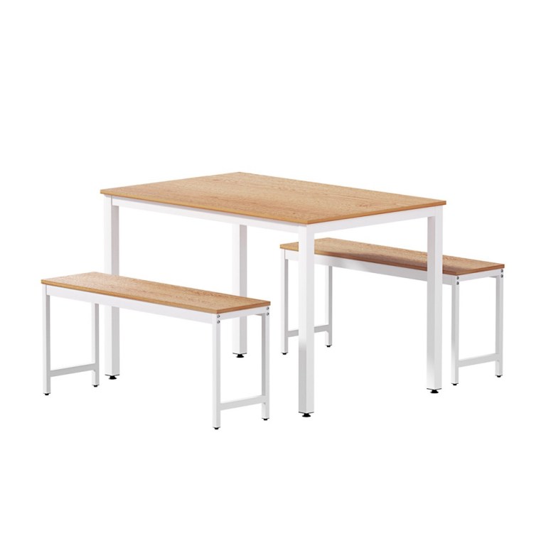 artiss dining table and chairs set 3pcs metal desk bench sets kitchen furniture