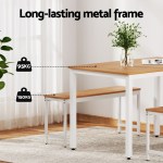 artiss dining table and chairs set 3pcs metal desk bench sets kitchen furniture