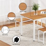 artiss dining table and chairs set 3pcs metal desk bench sets kitchen furniture
