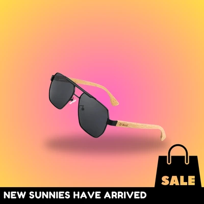 Stylish sunglasses on sale with wooden arms.