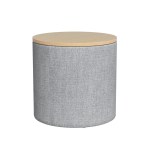artiss storage ottoman blanket box 40cm linen round grey