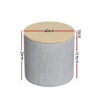 artiss storage ottoman blanket box 40cm linen round grey