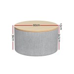 artiss storage ottoman blanket box 60cm linen round grey