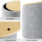 artiss storage ottoman blanket box 60cm linen round grey