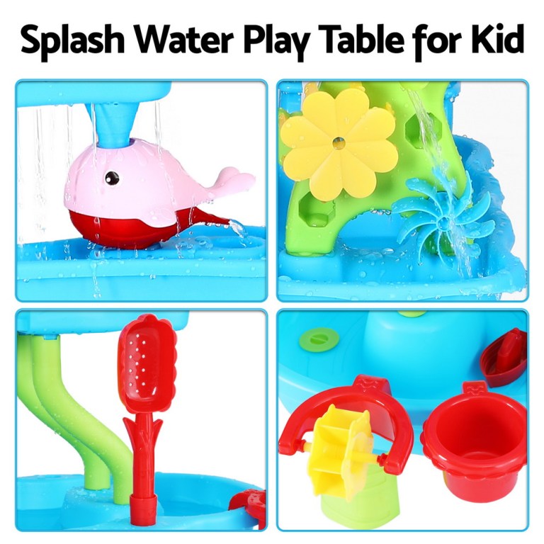 keezi kids sand and water table 4 tier waterfall sandpit toys beach shovel