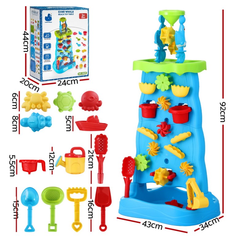 keezi kids sand and water table waterfall wall sandpit toys beach shovel