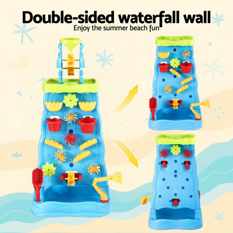 keezi kids sand and water table waterfall wall sandpit toys beach shovel