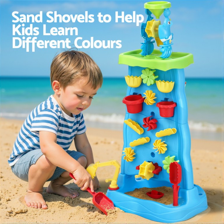 keezi kids sand and water table waterfall wall sandpit toys beach shovel
