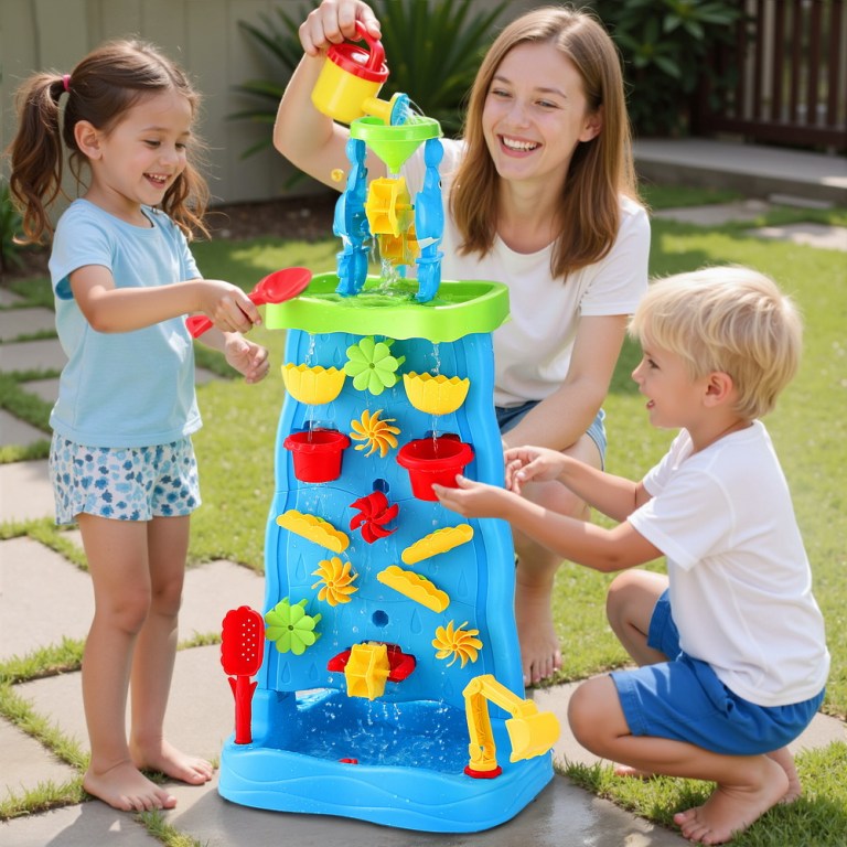 keezi kids sand and water table waterfall wall sandpit toys beach shovel