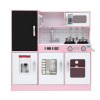 keezi kids wooden pretend kitchen play set cooking toys pot ice cup oven blackboard 80cm pink