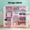 keezi kids wooden pretend kitchen play set cooking toys pot ice cup oven blackboard 80cm pink