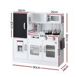 keezi kids wooden pretend kitchen play set cooking toys pot ice cup oven blackboard 80cm white