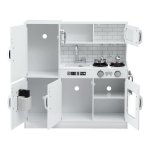 keezi kids wooden pretend kitchen play set cooking toys pot ice cup oven blackboard 80cm white