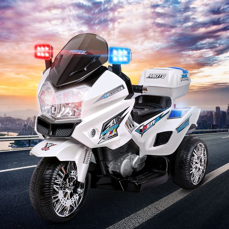 rigo kids electric ride on patrol police car bmw inspired s1k 6v battery white