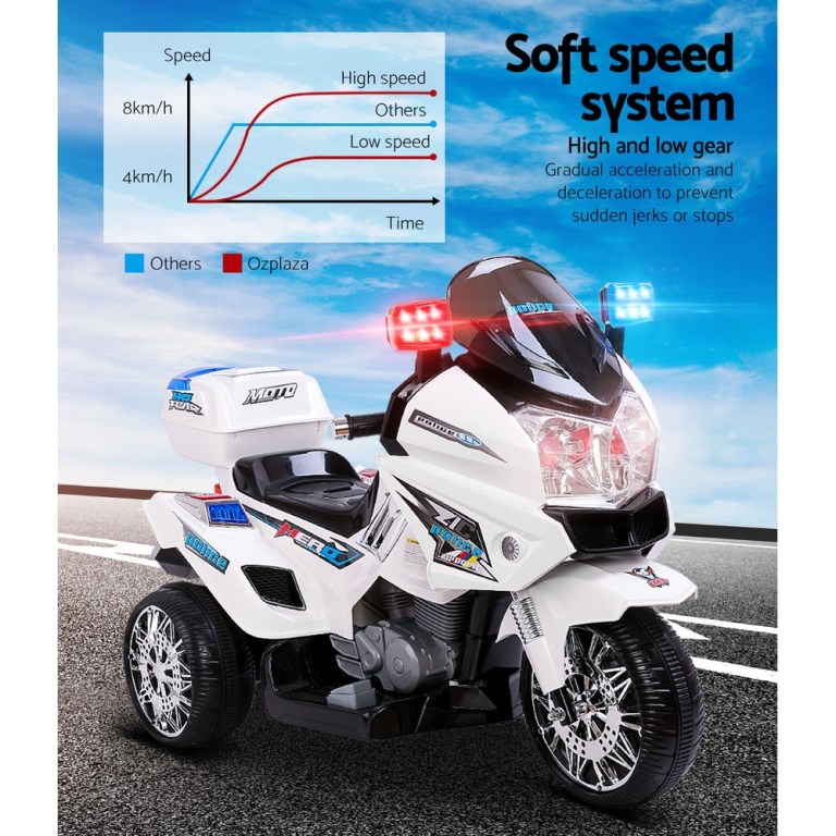 rigo kids electric ride on patrol police car bmw inspired s1k 6v battery white