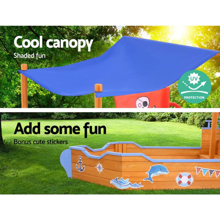 keezi kids sandpit wooden boat sand pit with canopy bench seat beach toys 165cm keezi kids sandpit wooden boat sand pit with canopy bench seat beach toys 165cm