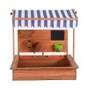 keezi kids sandpit wooden canopy sandbox with cover funnel outdoor toys 110cm