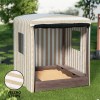 keezi kids sandpit wooden sandbox sand pit with canopy window water basin 120cm keezi kids sandpit wooden sandbox sand pit with canopy window water basin 120cm
