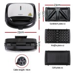devanti 3 in 1 sandwich press waffle maker panini press grill 850w devanti 3 in 1 sandwich press waffle maker panini press grill 850w