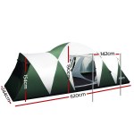 weisshorn family camping tent 12 person hiking beach tents (3 rooms) green