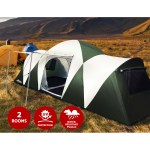 weisshorn family camping tent 12 person hiking beach tents (3 rooms) green