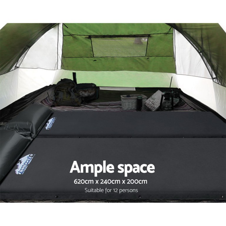 weisshorn family camping tent 12 person hiking beach tents (3 rooms) green