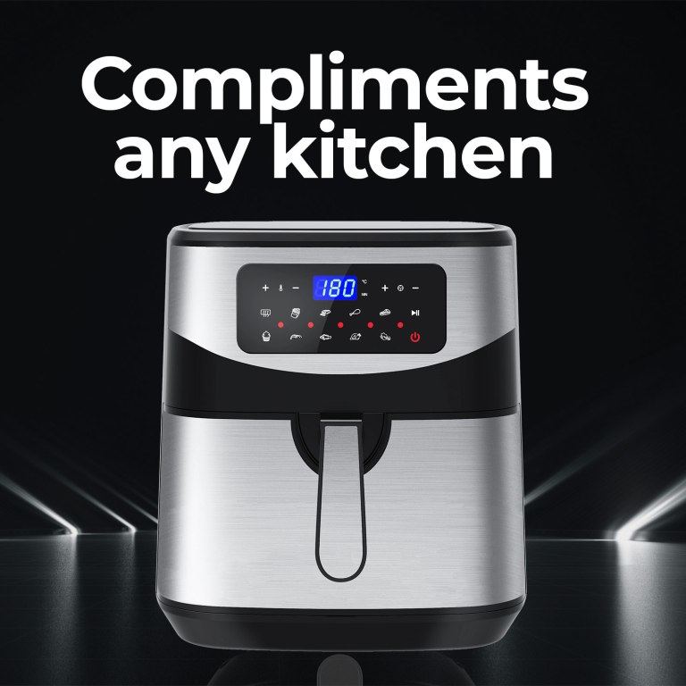 kitchen couture 12 litre air fryer multifunctional lcd one touch display silver