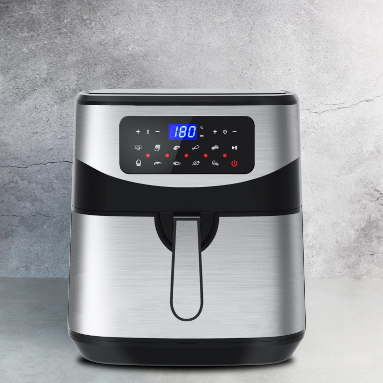 kitchen couture 12 litre air fryer multifunctional lcd one touch display silver