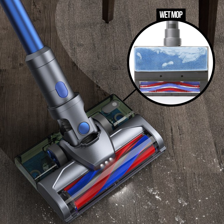 mygenie h20 pro wet mop 2 in 1 cordless stick vacuum cleaner handheld recharge blue