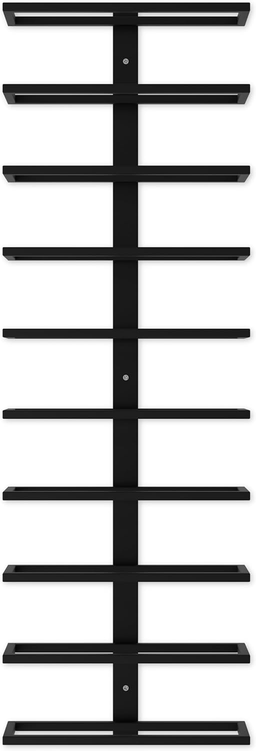 metal wall mount wine rack for wine bottles, liquor, champagne (holds 10 bottles)