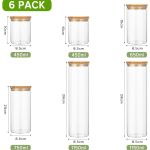 carla home 6 pack glass storage jars with bamboo lids for kitchen pantry, pasta, snacks, cookies, candy & more carla home 6 pack glass storage jars with bamboo lids for kitchen pantry, pasta, snacks, cookies, candy & more