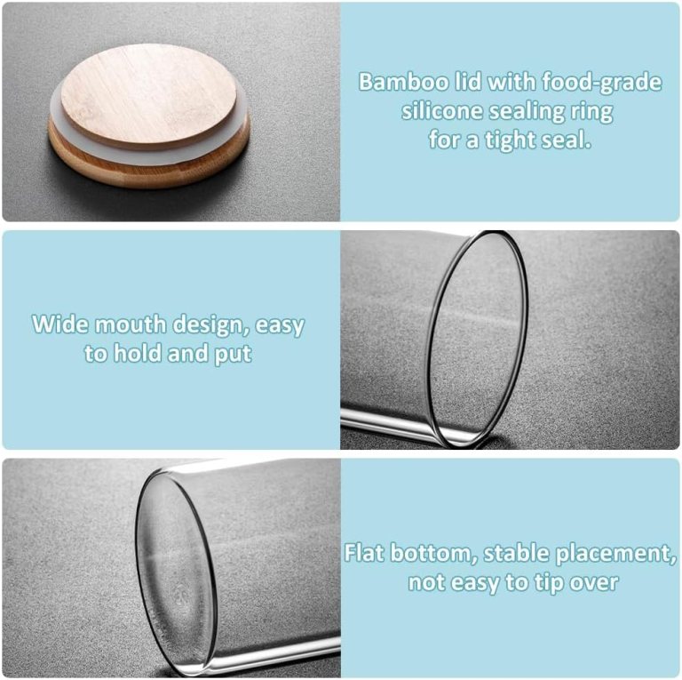 carla home 6 pack glass storage jars with bamboo lids for kitchen pantry, pasta, snacks, cookies, candy & more carla home 6 pack glass storage jars with bamboo lids for kitchen pantry, pasta, snacks, cookies, candy & more