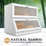 carla home double layer bamboo bread box for kitchen counter large capacity bread storage container with clear window, easy assembly, farmhouse style bread holder (white) carla home double layer bamboo bread box for kitchen counter large capacity bread storage container with clear window, easy assembly, farmhouse style bread holder (white)