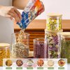 carla home 12 pack glass storage jars with bamboo lids for kitchen pantry, pasta, snacks, cookies, candy & more