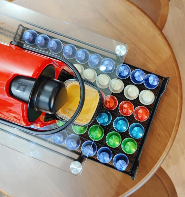 carla home 60 coffee pod holder drawer with tempered glass capsule organizer for nespresso pods and sliding drawer for kitchen countertop carla home 60 coffee pod holder drawer with tempered glass capsule organizer for nespresso pods and sliding drawer for kitchen countertop