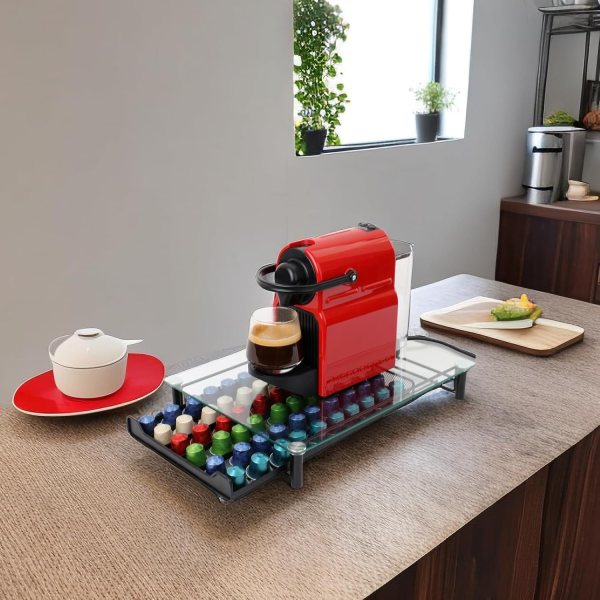 carla home 60 coffee pod holder drawer with tempered glass capsule organizer for nespresso pods and sliding drawer for kitchen countertop carla home 60 coffee pod holder drawer with tempered glass capsule organizer for nespresso pods and sliding drawer for kitchen countertop