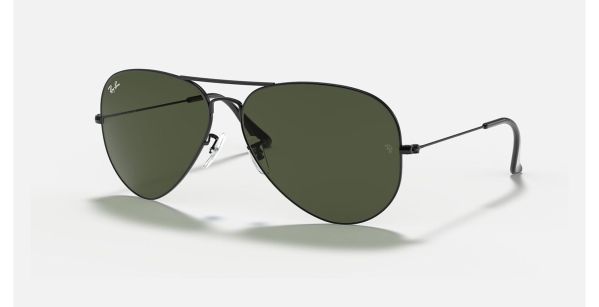 aviator large metal ii sunglasses in black and green