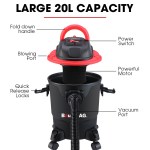 baumr ag 20l 1200w wet and dry vacuum cleaner, with blower, for car, workshop, carpet
