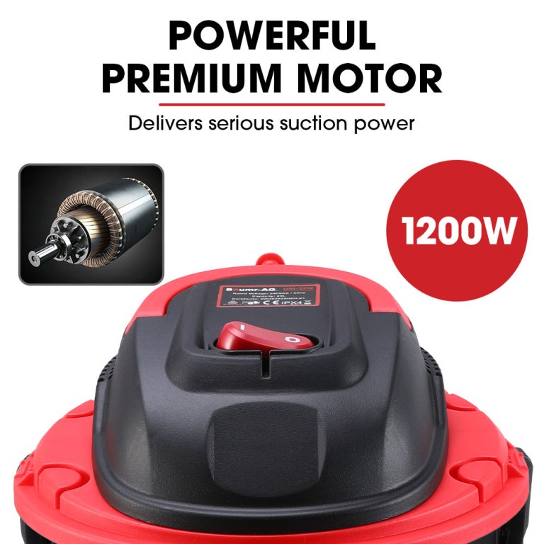baumr ag 20l 1200w wet and dry vacuum cleaner, with blower, for car, workshop, carpet