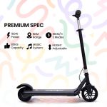 alpha edge electric scooter, kids & teens, adjustable handlebars, 3 speed modes, dual foot e brake, bluetooth music, led, black alpha edge electric scooter, kids & teens, adjustable handlebars, 3 speed modes, dual foot e brake, bluetooth music, led, black