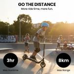 alpha edge electric scooter, kids & teens, adjustable handlebars, 3 speed modes, dual foot e brake, bluetooth music, led, black alpha edge electric scooter, kids & teens, adjustable handlebars, 3 speed modes, dual foot e brake, bluetooth music, led, black