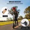 alpha edge electric scooter, kids & teens, adjustable handlebars, 3 speed modes, dual foot e brake, bluetooth music, led, black alpha edge electric scooter, kids & teens, adjustable handlebars, 3 speed modes, dual foot e brake, bluetooth music, led, black